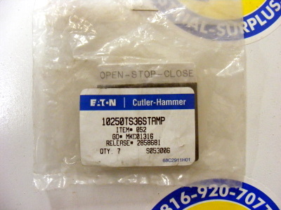 <B>Cutler-Hammer - </B>10250TS36STAMP Legend Plate Black - Open